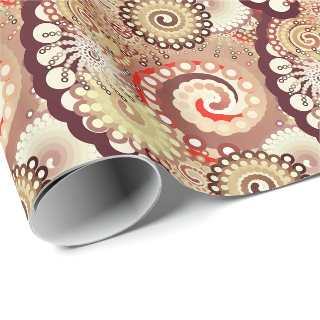 Papier Cadeau Motif, chocolat et crème de remous de fractale (Coin rond)