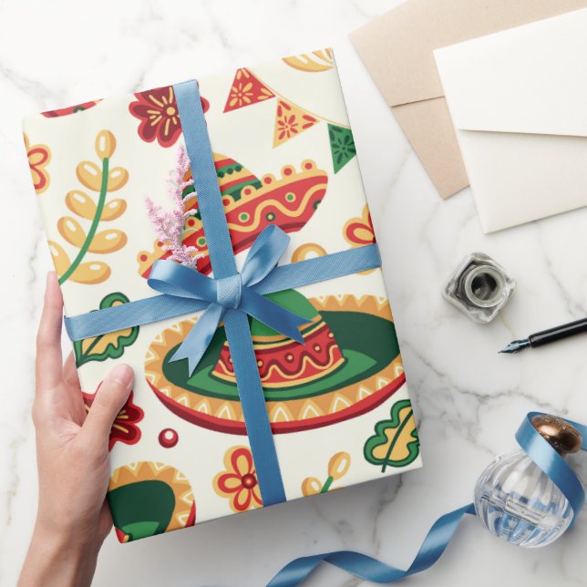 Papier Cadeau Motif Cinco De Mayo Mexicain  (Cadeaux)