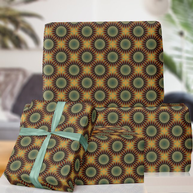 Papier Cadeau Motif circulaire Brown les années 70 rétro (A fun retro wrapping paper just for you)