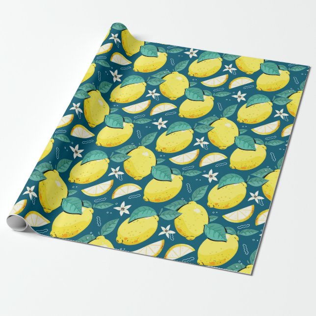 Papier Cadeau Motif citron (Déroulé)