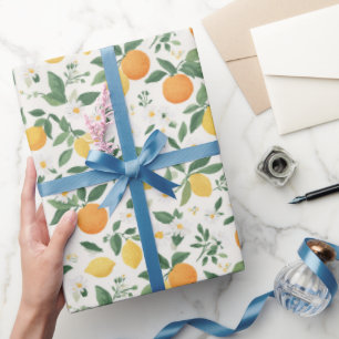 Papier Cadeau Motif Citron Et Orange 