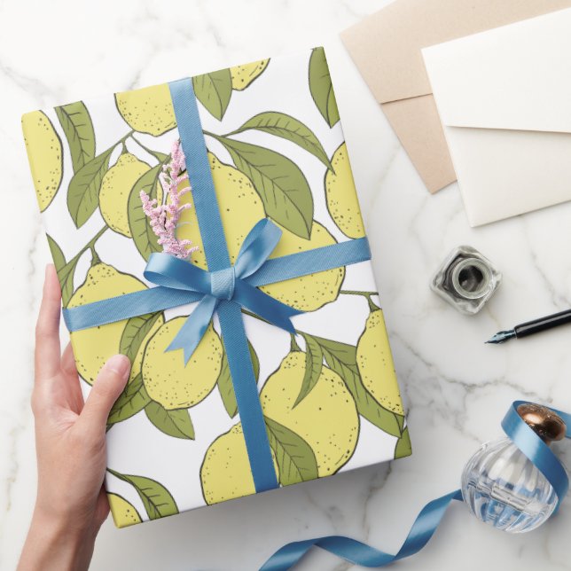 Papier Cadeau Motif Citrons (Cadeaux)