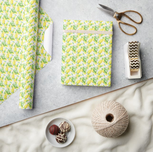 Papier Cadeau Motif citrons jaunes (Artisanat)