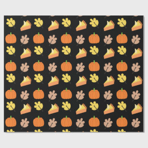 Papier Cadeau Motif Citrouille d'automne