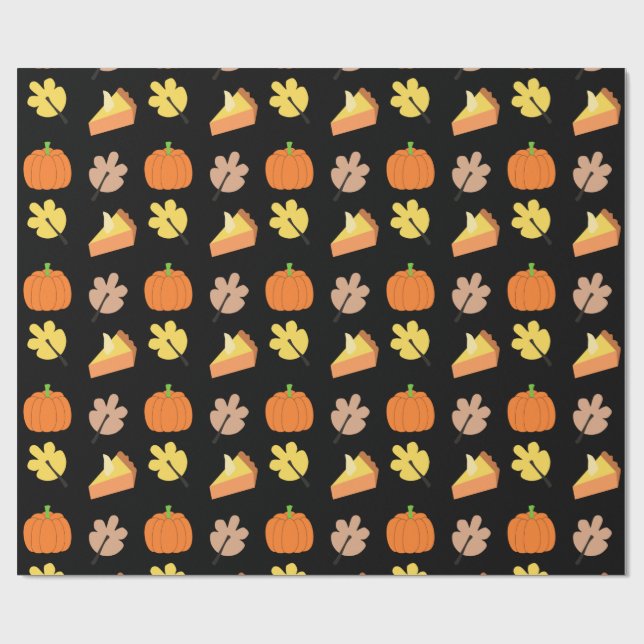 Papier Cadeau Motif Citrouille d'automne (Plat)