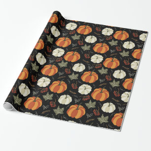 Papier Cadeau Motif Citrouille d'automne