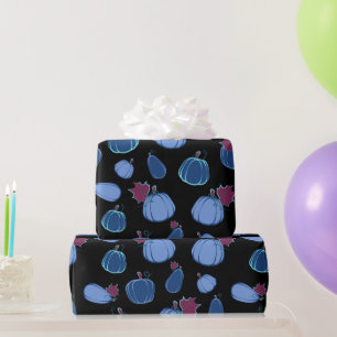Papier Cadeau motif citrouille de la récolte de prune bleue