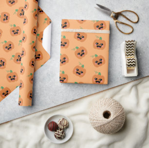 Papier Cadeau Motif Citrouille Halloween Kawaii