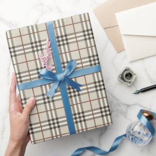 Papier Cadeau Motif Classique Confortable Carreaux Neutres