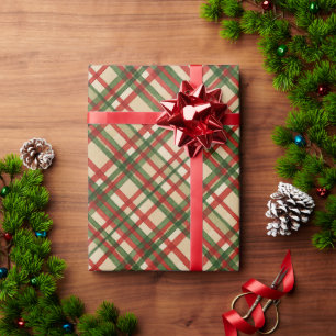 Papier Cadeau Motif classique d'aquarelle rouge vert