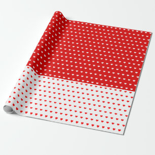 Papier Cadeau Motif Classique De Coeurs D'Amour Rouge Et Blanc