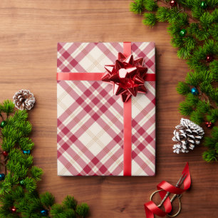 Papier Cadeau Motif classique en diagonale bordeaux blanc
