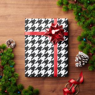 Papier Cadeau Motif classique en Houndstooth : Noir & Blanc Vint