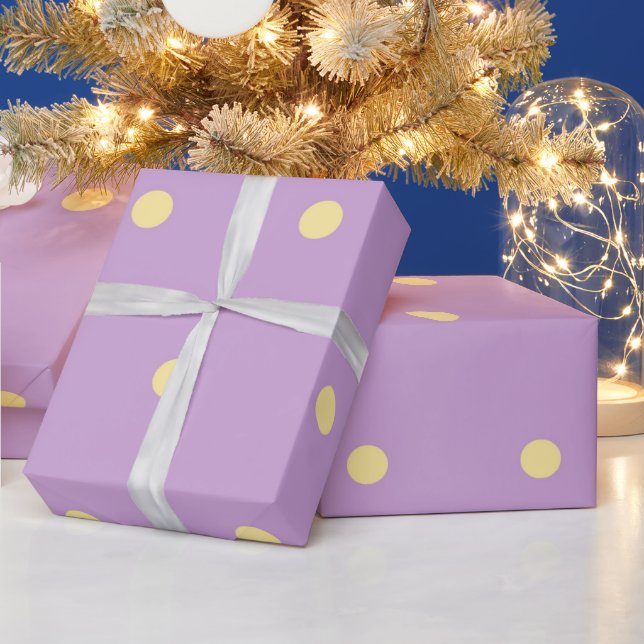 Papier Cadeau Motif Classique Pastel Violet et Jaune à Points (Vacances)