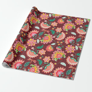 Papier Cadeau Motif classique vintage fleuri sans couture avec V