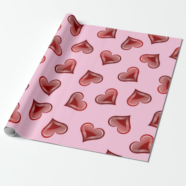 Papier Cadeau Motif cœurs (Déroulé)