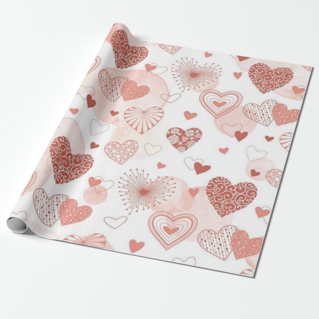 Papier Cadeau Motif cœurs (Déroulé)