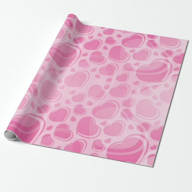 Papier Cadeau Motif cœurs (Déroulé)