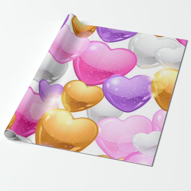 Papier Cadeau Motif cœurs (Déroulé)