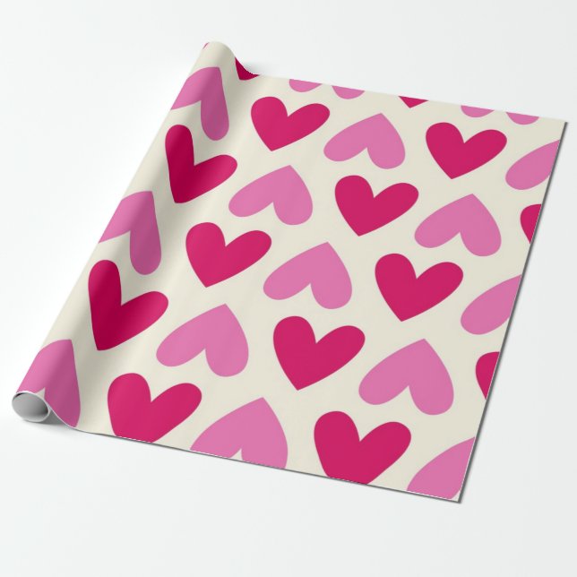 Papier Cadeau Motif coeurs (Déroulé)