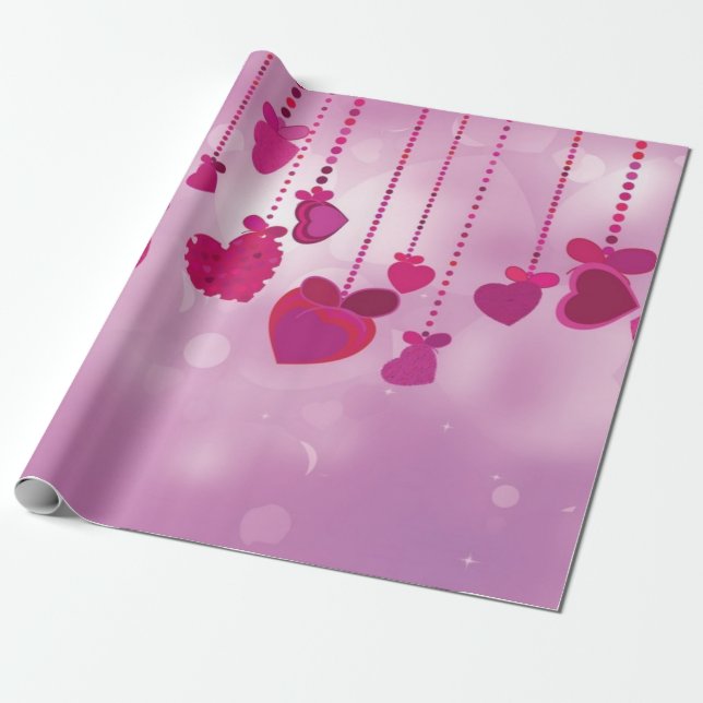 Papier Cadeau Motif cœurs (Déroulé)