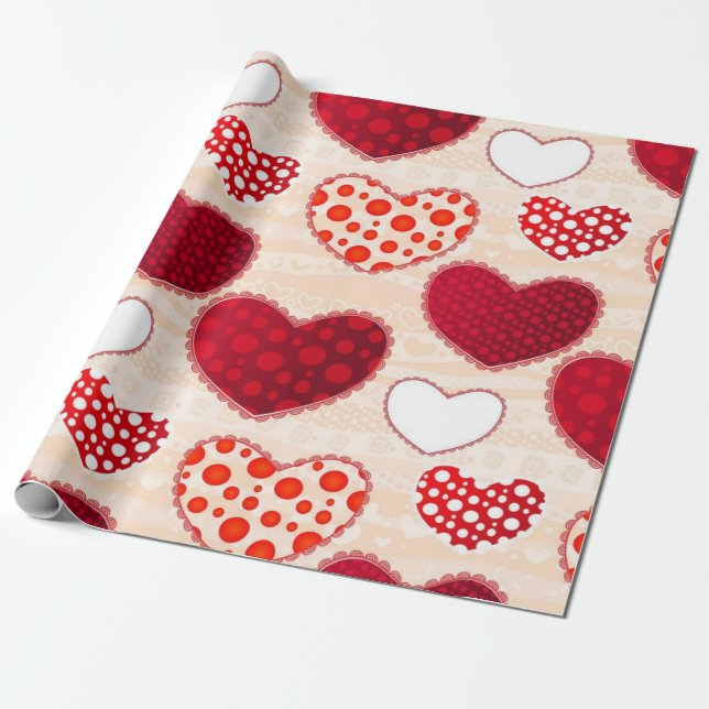 Papier Cadeau Motif cœurs (Déroulé)
