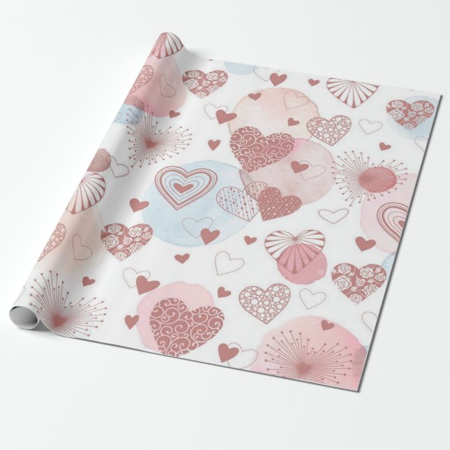 Papier Cadeau Motif cœurs (Déroulé)