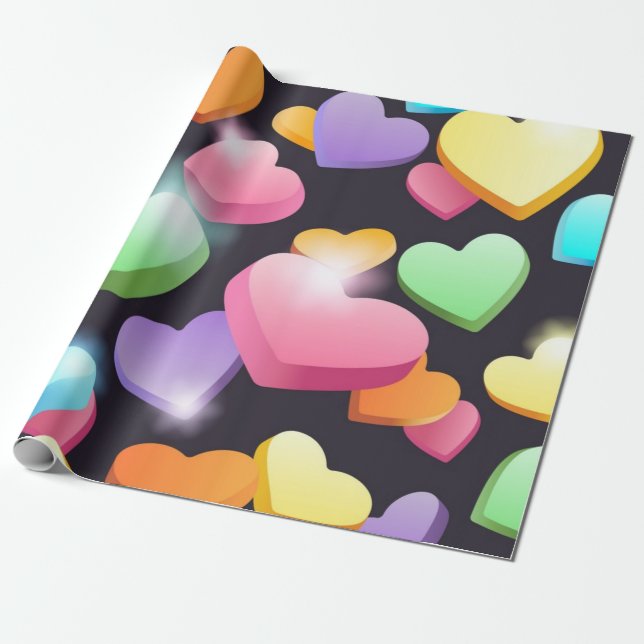 Papier Cadeau Motif cœurs (Déroulé)