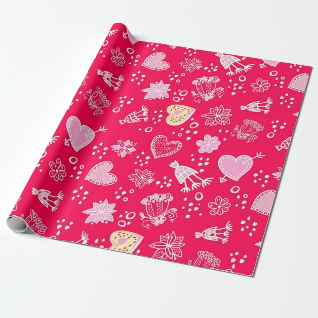 Papier Cadeau Motif cœurs (Déroulé)