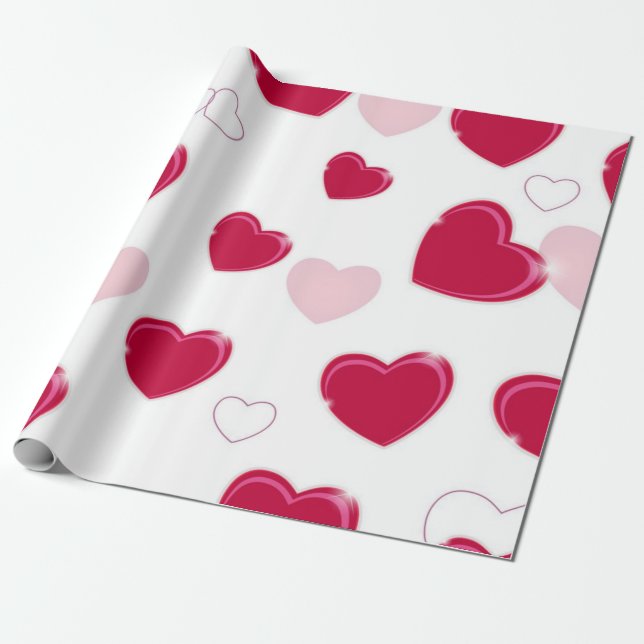 Papier Cadeau Motif cœurs (Déroulé)