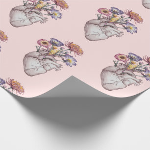 Papier Cadeau Motif coeurs fleurs                            
