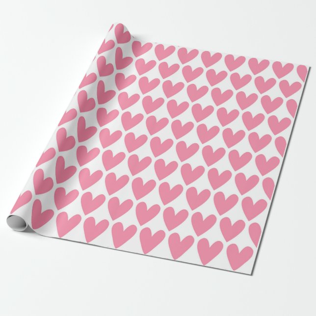Papier Cadeau Motif Coeurs roses (Déroulé)