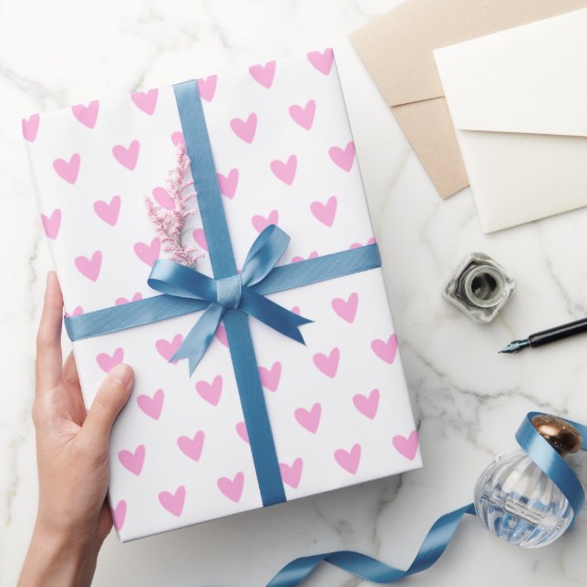Papier Cadeau Motif Coeurs roses mignons (Cadeaux)