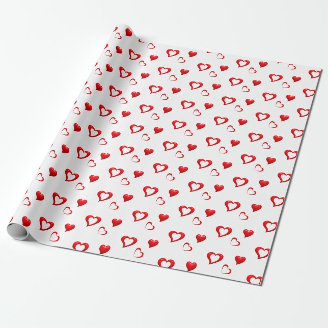 Papier Cadeau Motif Cœurs Rouges | Amour de la Saint-Valentin (Déroulé)