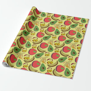 Papier Cadeau Motif coloré aux fruits tropicaux sans soudure