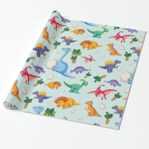 Papier Cadeau Motif coloré de dinosaures