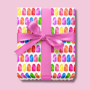 Papier Cadeau Motif coloré de sucette glacée Popsicle