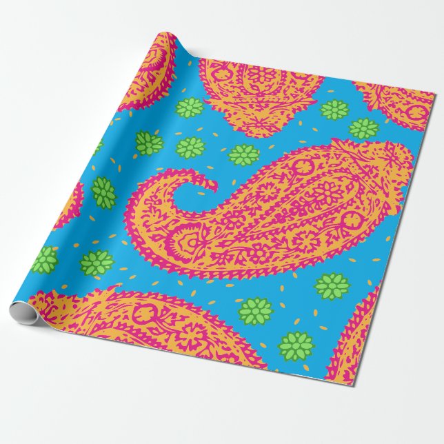 Papier Cadeau Motif coloré Paisley (Déroulé)
