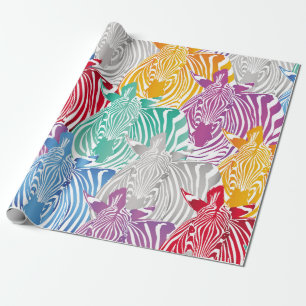 Papier Cadeau Motif coloré zèbre sans soudure. Textu animal sauv