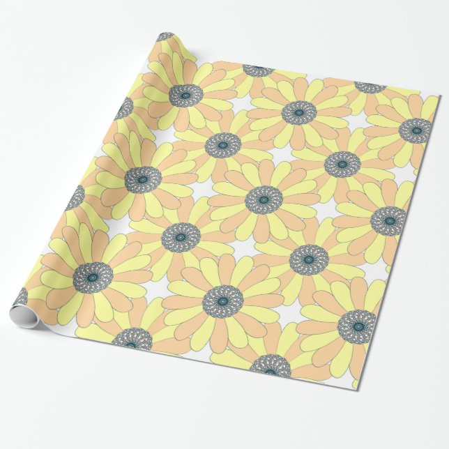 Papier Cadeau Motif continu de tournesols (Déroulé)