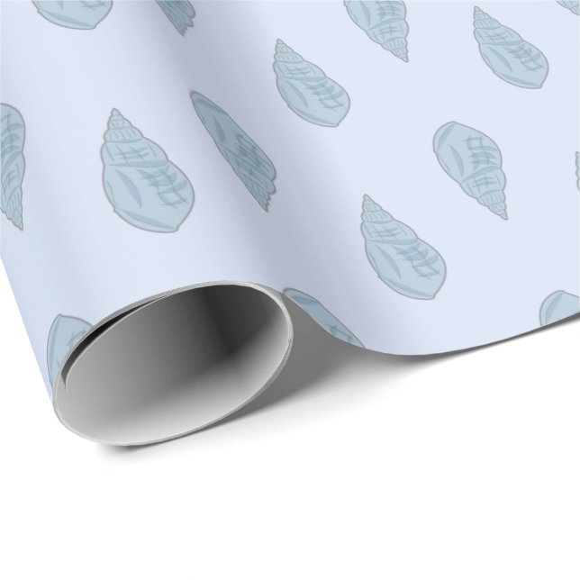 Papier Cadeau Motif Coquillage Bleu . (Coin rond)