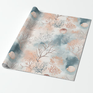 Papier Cadeau Motif corail côtier à l'aquarelle Boho Luxe (4)