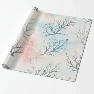 Papier Cadeau Motif corail côtier aquarelle Boho Luxe