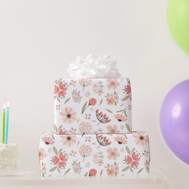 Papier Cadeau Motif couleur rose Aquarelle (Cadeaux de fête)