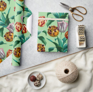 Papier Cadeau Motif couleur Vintage Aquarelle Tulip Fleurs