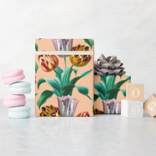 Papier Cadeau Motif couleur Vintage Aquarelle Tulip Fleurs