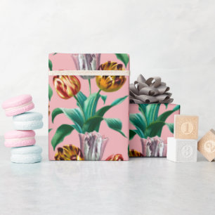 Papier Cadeau Motif couleur Vintage Aquarelle Tulip Fleurs