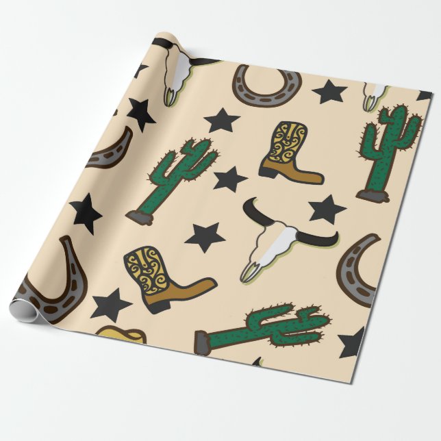 Papier Cadeau Motif Cowboy (Déroulé)