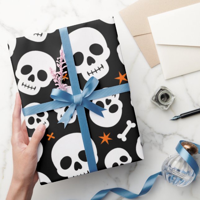 Papier Cadeau Motif crâne mignon d'Halloween effrayant (Cadeaux)