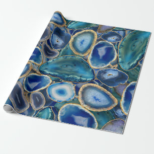 Papier Cadeau Motif cristal Blue Geodes